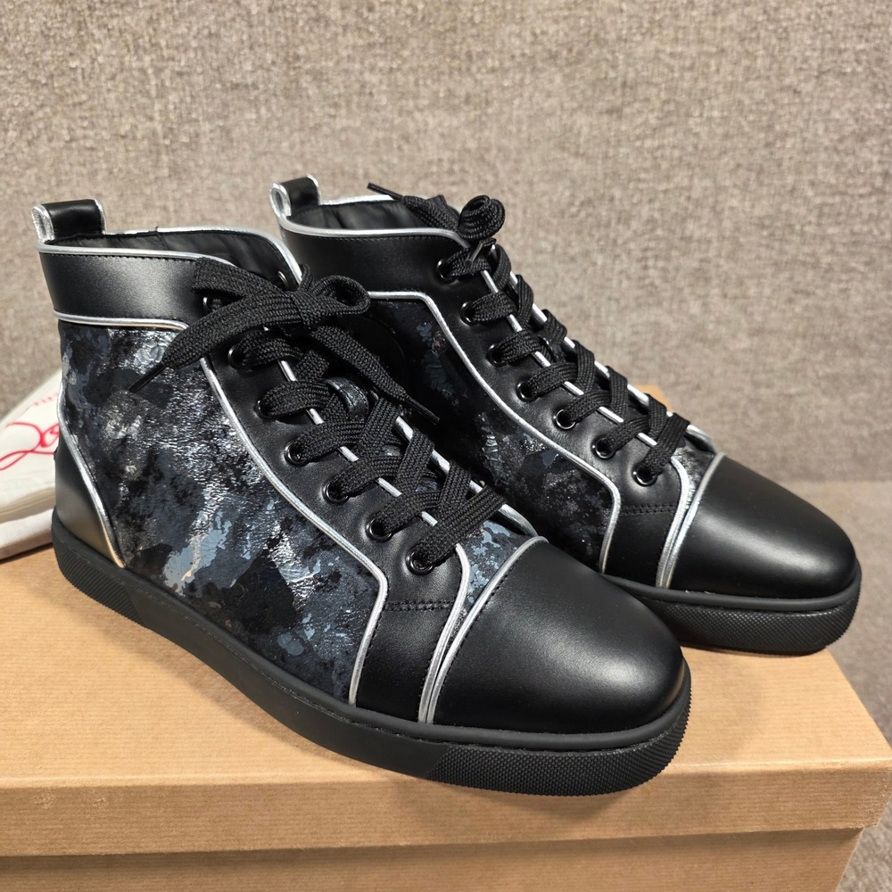 NEW Christian Louboutin Louis Orlato Flat Black Silver Gravity Sneakers 39 - Picture 3 of 11